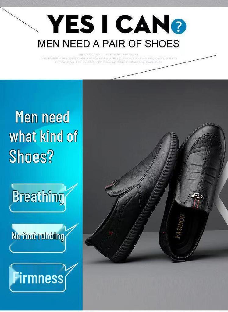 Men's Soft Sole Leather Casual Shoes: Trendy, Versatile, & Perfect for Business or Driving