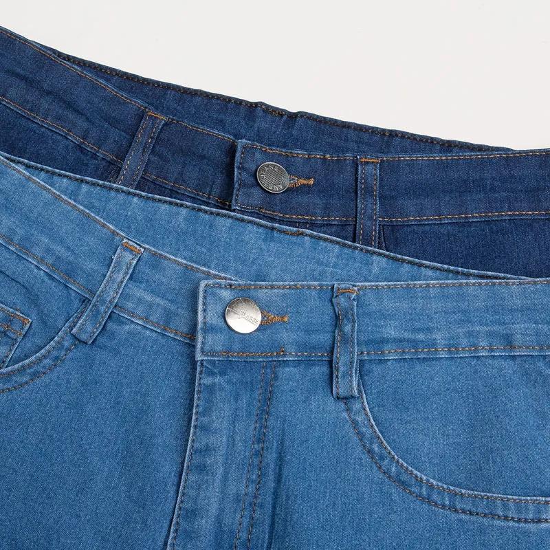 Spring Summer Thin Jeans Middle Aged Mother Elderly Denim Ankle-Length Pants Women's High Waist Wide Leg Straight Denim Pants