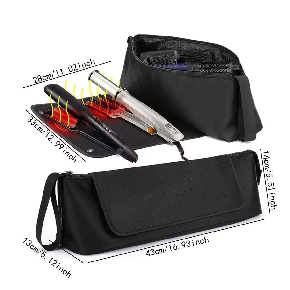 

Дорожная сумка 2-в-1 для парикмахерских инструментов: для выпрямителей, плоек и аксессуаров по уходу за волосами, с внутренними карманами чёрный