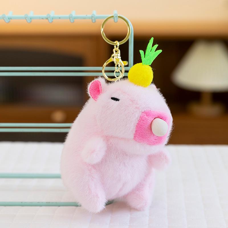 Pink Capybara Plush Keychain: Cute & Creative Charm Pendant for Backpacks