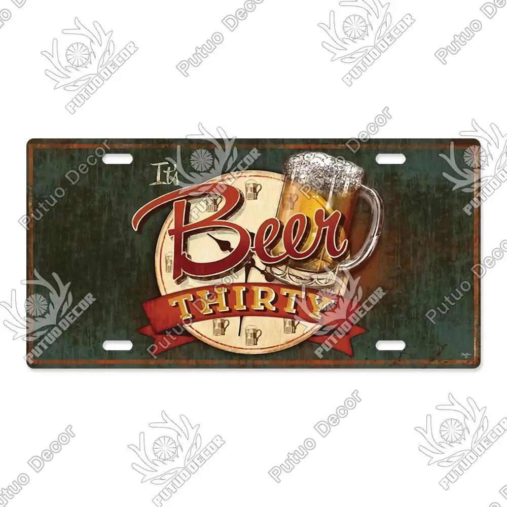 Putuo Decor Bier Metallschild Blechschild Plakette Metall Vintage Nummernschild Dekoration für Bar Pub Man Cave Wohnzimmer Wanddeko