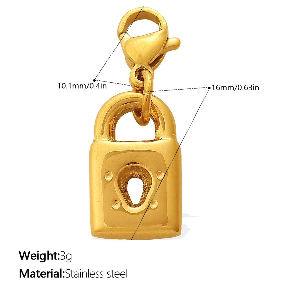 Retro Wind Diamond Lock Key Series Lobster Buckle Pendant Stainless Steel Gold-Plated Versatile Diy Accessories