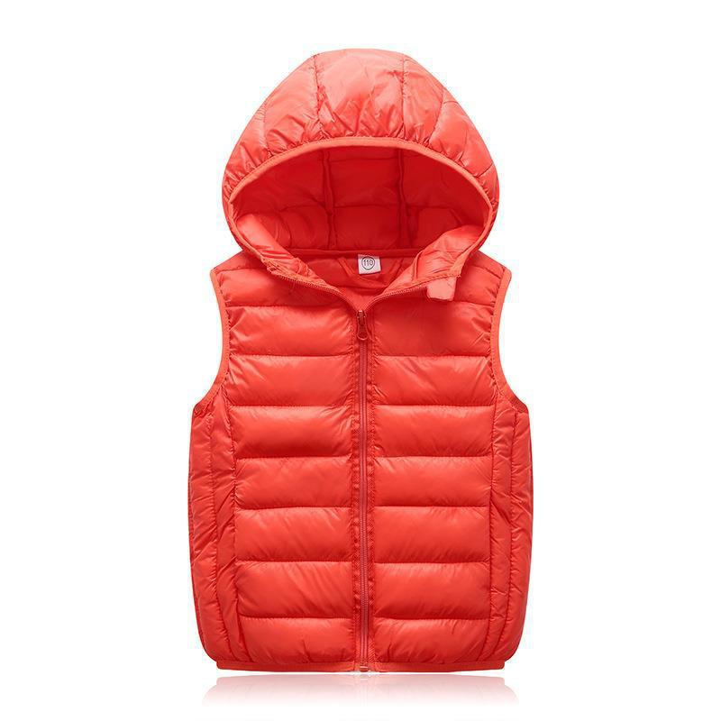 

Kids Hooded Lightweight Down Vest, Autumn/Winter Outerwear for Boys and Girls 130cm