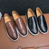 Brown Sneakers for Men Black Men's Vulcanize Shoes Pu Leather  Slip-On  Solid Handmade Size 38-47  Men Shoes