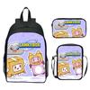 Lankybox Blocky Plüsch 3-teiliges Set Rucksack Cartoon Anime Schultasche für Kinder