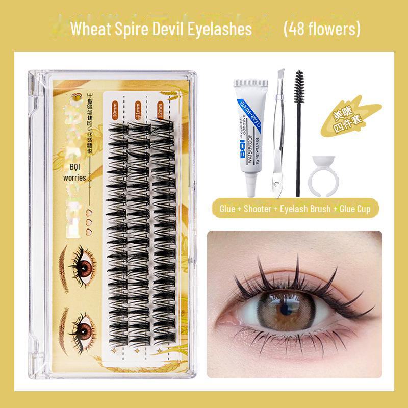 BQI Natural Thick Wheat Ear Spire False Eyelashes - Clustered for Novices