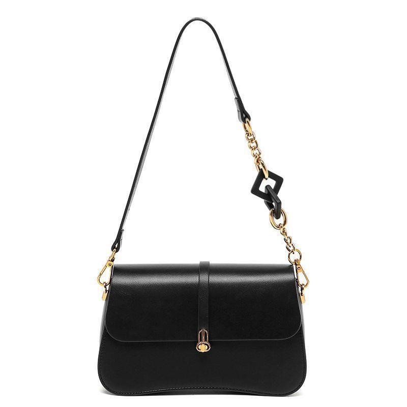 

Сумка-багет из высококачественной фактуры 2024 года, новый модный дизайн, легкая роскошная сумка через плечо с цепочкой, универсальная сумка-мессенджер для женщин чёрный