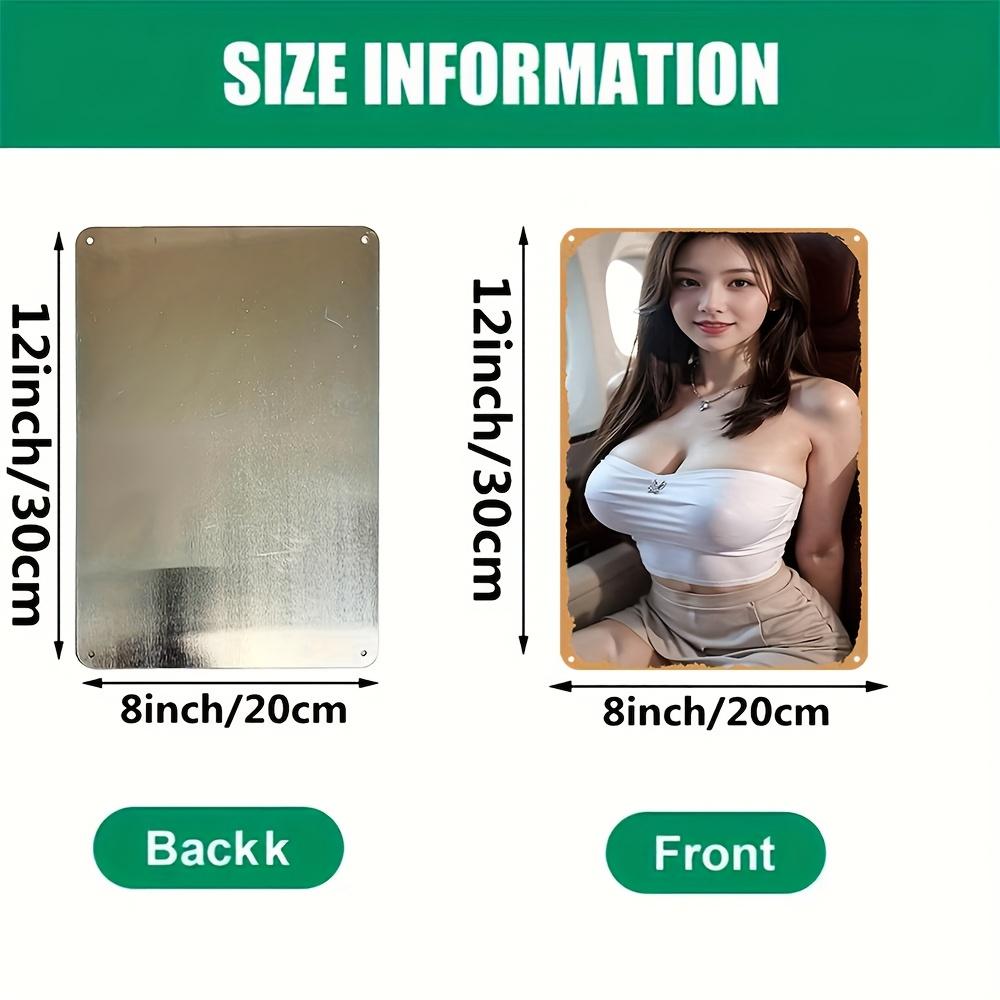 

Sexy Asian Brunette Busty Model in White Strapless Tube Crop Top and Beige Mini Skirt Posing on Airplane Metal Tin Sign Vintage 20x30cm（7.8x11.8inch）