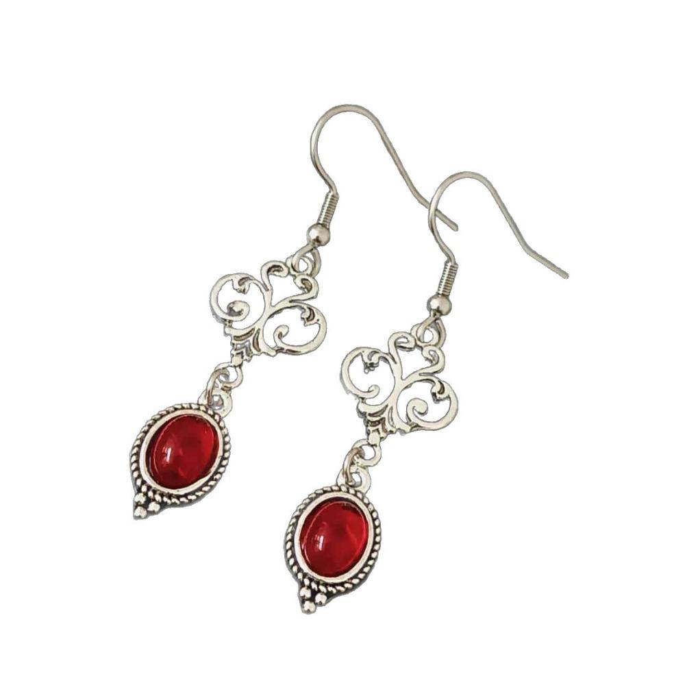 Charm Gothic Oval-shaped Blood Red Glass Crystal Pendant Dangle Earring for Women Halloween Party Vampire Bride Y2K Jewelry Gift