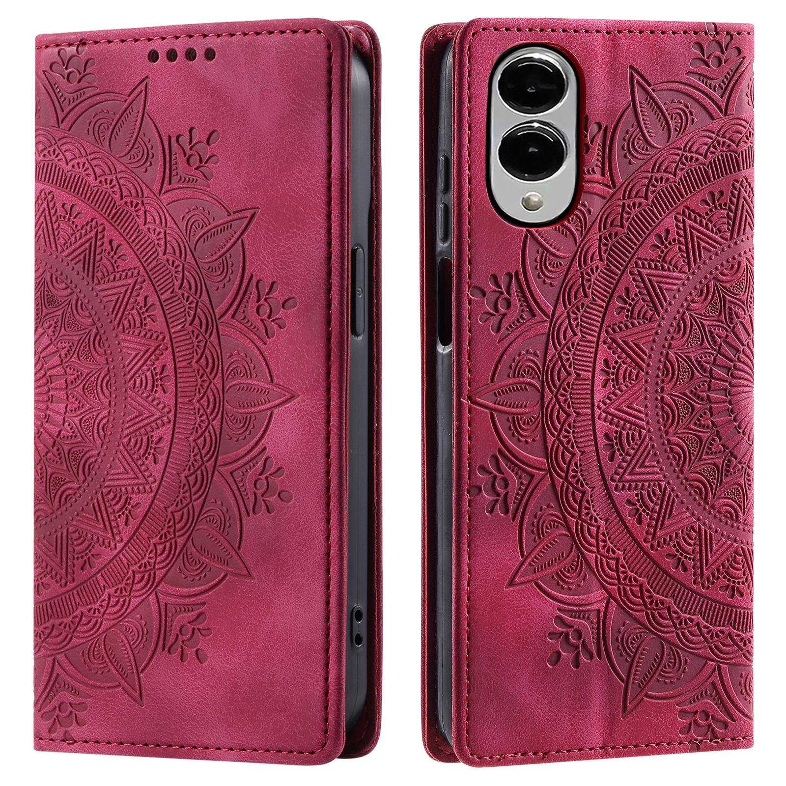 

Style-010 For Samsung Galaxy S25 Edge Case Magnetic Closing Leather Phone Cover Pattern Imprinted Rose