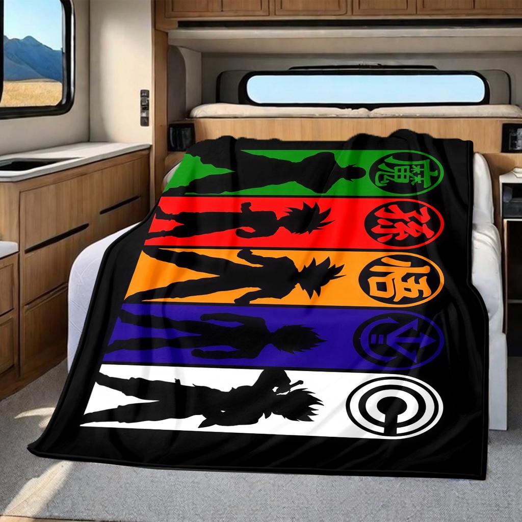1 Stück DRAGON BALL Aufdruck Flanelldecke, Hohe Qualität für alle Jahreszeiten, Heimdekoration, Wärme und Komfort, Perfekt für Weihnachtsgeschenke