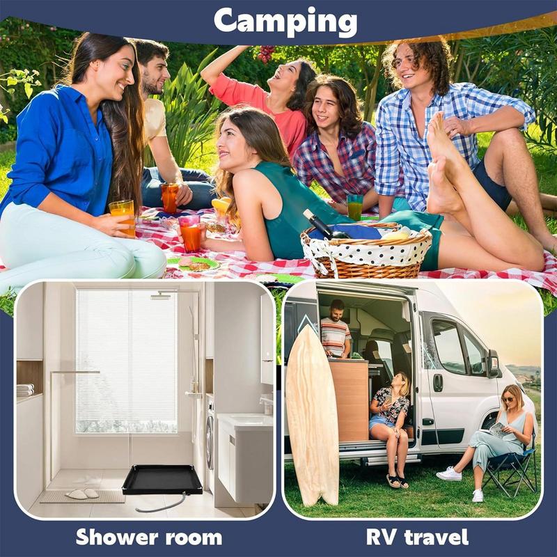 Camping Shower Tent Floor Base Outdoor Tent Shower Tray with drain hose Folding Shower Pan Shower Basin Base For Camping Travel