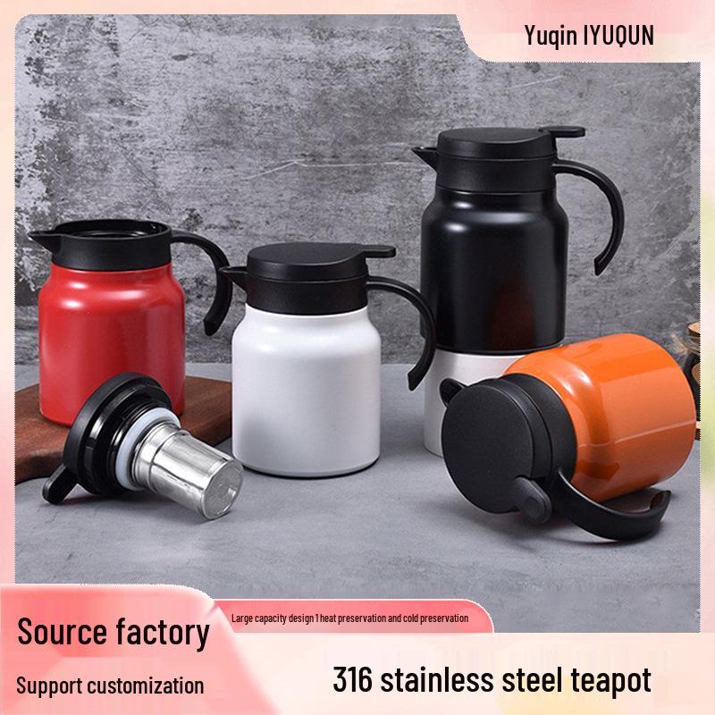 316 Stainless Steel Large Capacity Stewing Tea Pot with Insulated Water Bottle for Home or Office Use