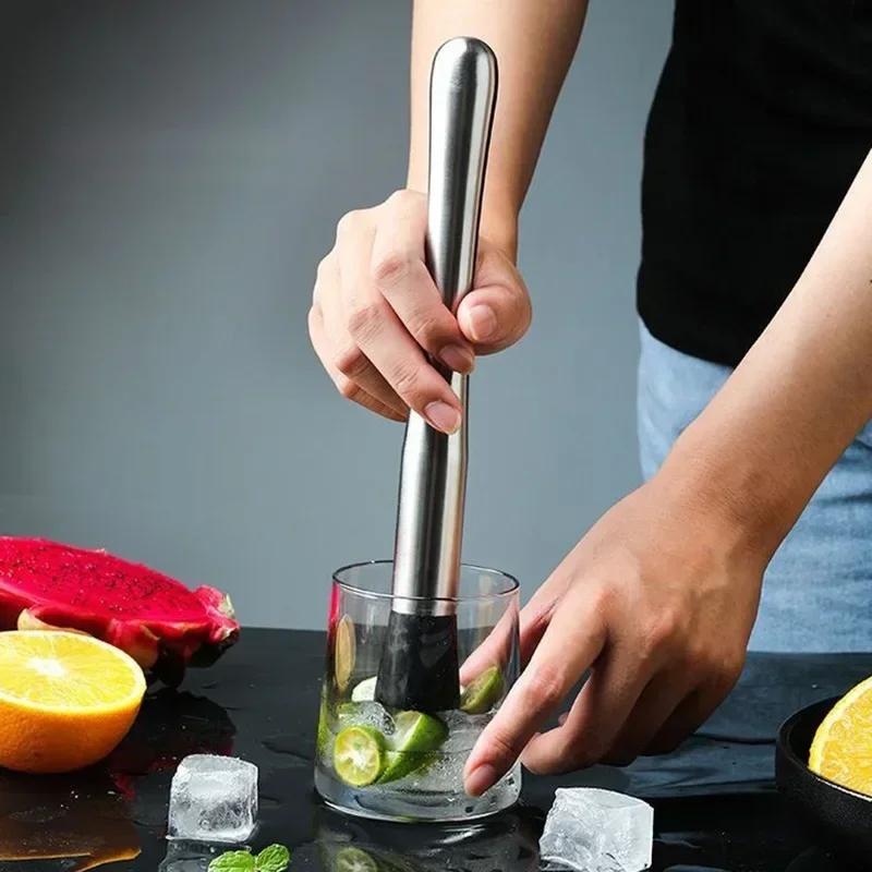 Stainless Steel Cocktail Muddler Wine Mixing Stick Bar Cocktail Shaker Mojito Mint Muddler Ice Crusher Hammer Bartenders Barware