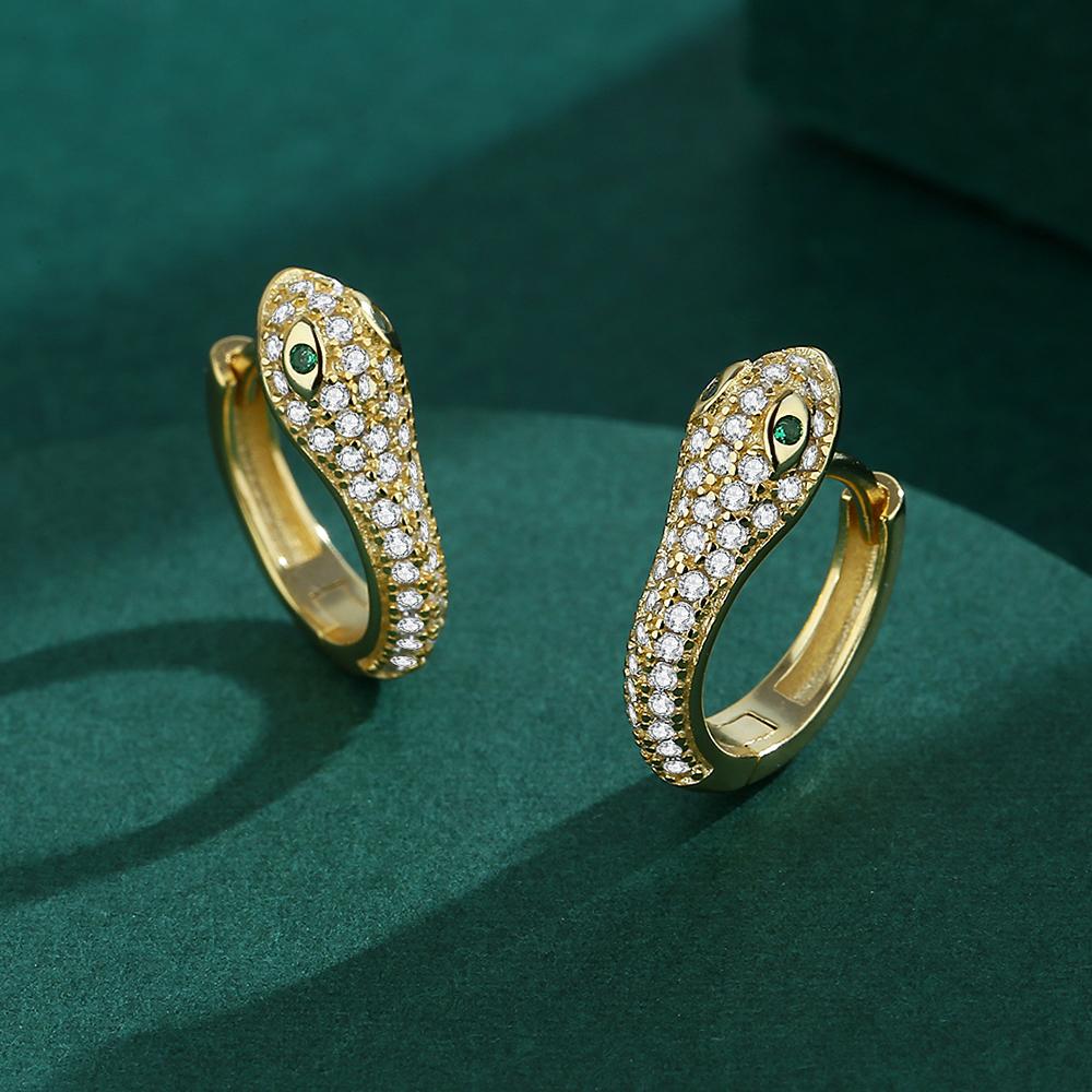 Kreative Tier Schlange Kopf Form Exquisite S925 Ohrring für Frauen Voll Zirkon Sterling Silber Jahrestag Party Geschenk Schmuck Silber schmuck