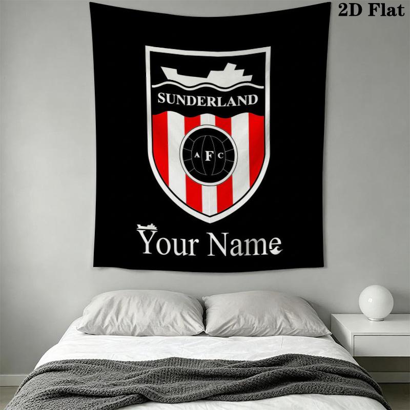 Sunderland A.F.C. Benutzerdefinierte Namens-Wandteppich Ästhetischer Wandbehang Bedruckte Stoffdecke Dekorative Wandteppiche für Schlafzimmer Wohnzimmer Heimdekoration