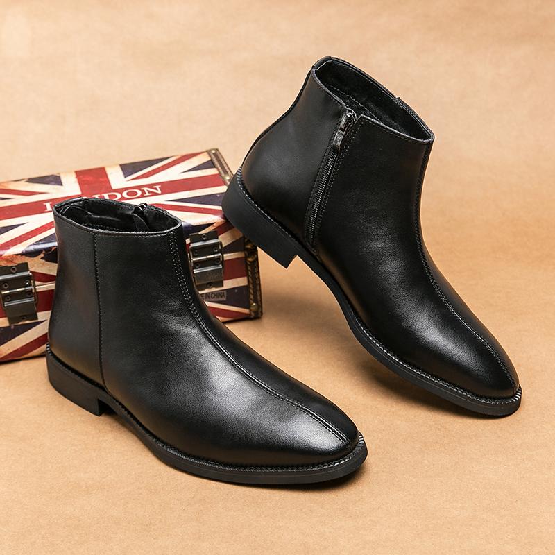 Italian Style Men's Chelsea Boots High-end Business Ankle Boots Pointed Brown Men's High Top Dress Shoes Soft Sole Comfortable