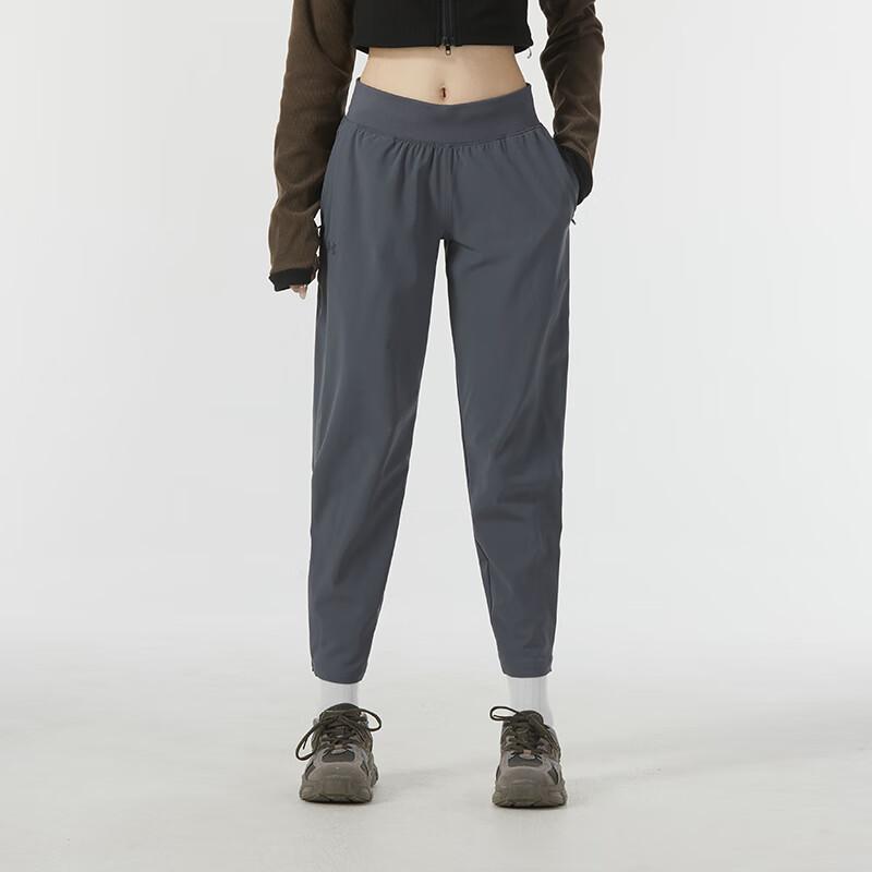 Under Armour Solid Color Running Fitness Training Tapered Woven Pants Women Pants Dark-Gray 1377042-025