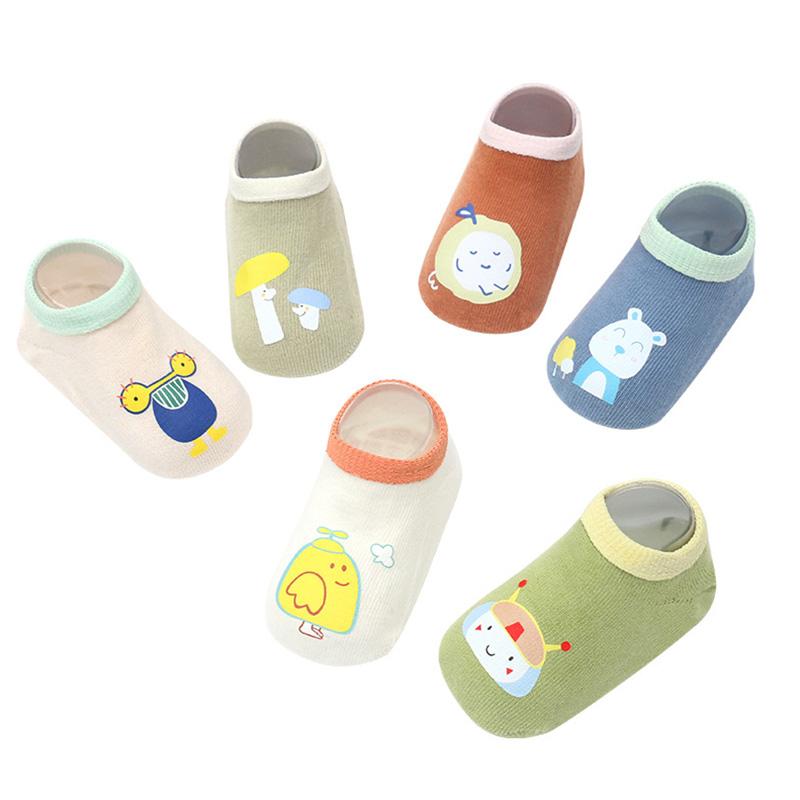 3 Pairs/Lot Cartoon Newborn Socks 0-5Years Children's Anti-slip Socks Cute Toddler Boy Girl Cotton Baby Socks