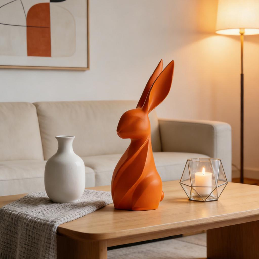 Easter Bunny Statue Ornament - Modern Minimalist Living Room Desktop Home Decor