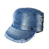 American retro old washed denim cap women's spring and summer versatile flat top equestrian hat ripped baseball hat