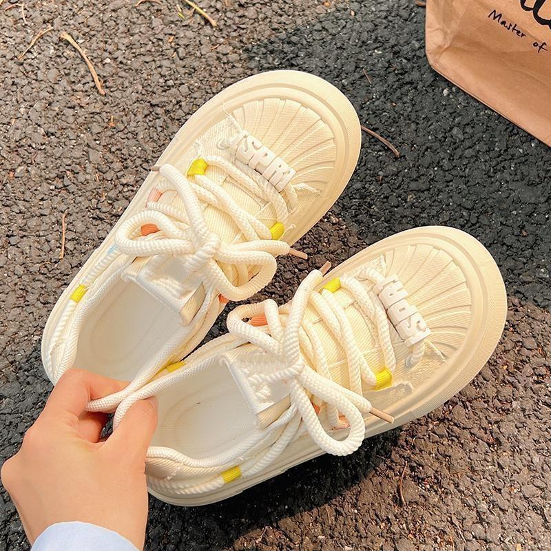 Milk fufu thick-soled shell head women's new autumn versatile, lightweight height-increasing wear-resistant board shoes