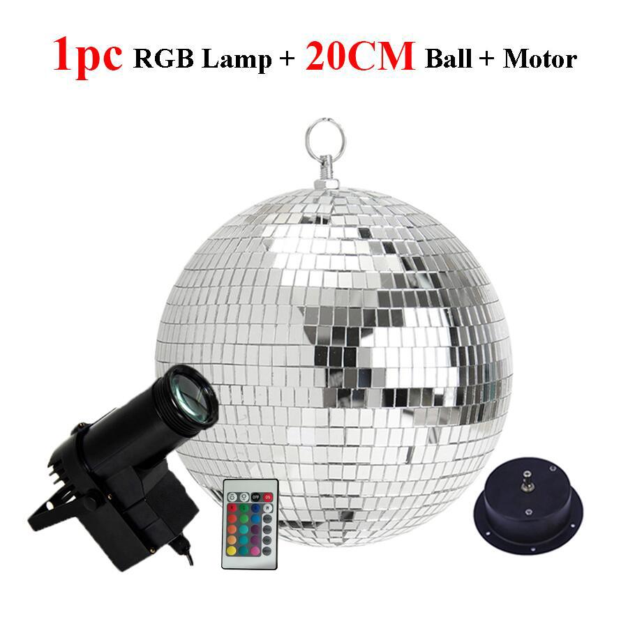 Disco Ball with Motor 8/10/12" Hanging Mirror Ball Rotating Motor with RGB Pinspot Lamps for Club Disco Party Wedding Decor