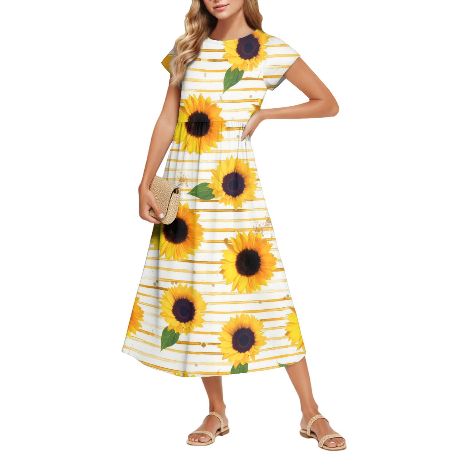 

Женские Модные Темпераментные Элегантные Платья с Цветочным Принтом и Завышенной Талией в Повседневном Стиле XL