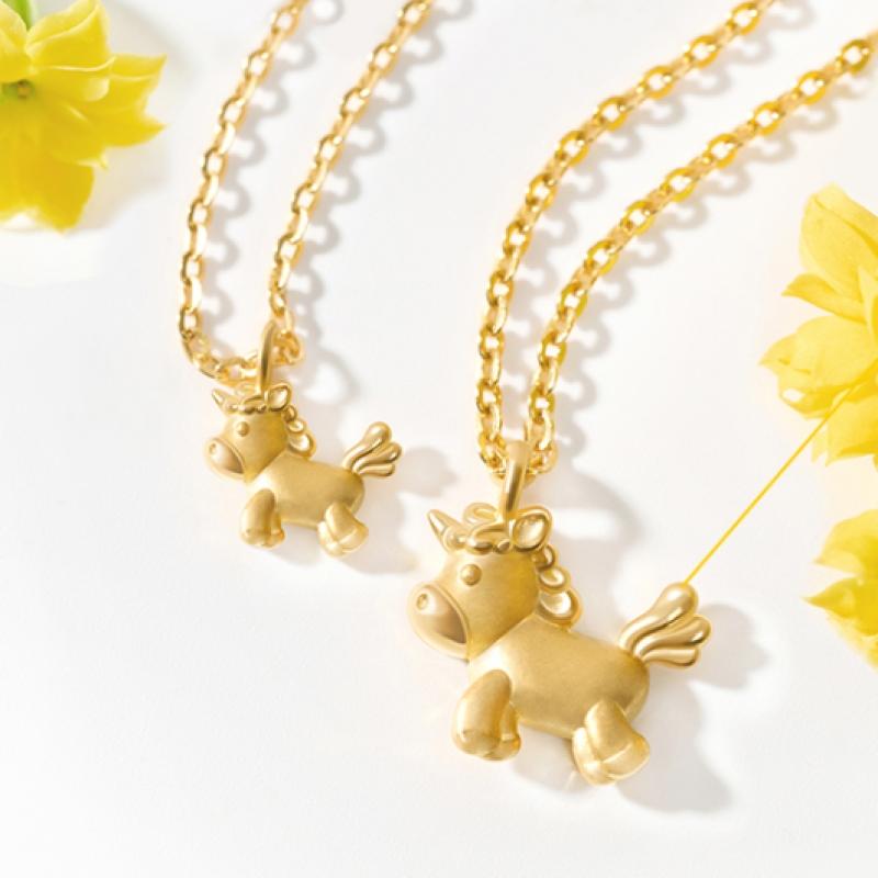 Porti 24k Gold Unicorn Pendant Necklace 1.875g
