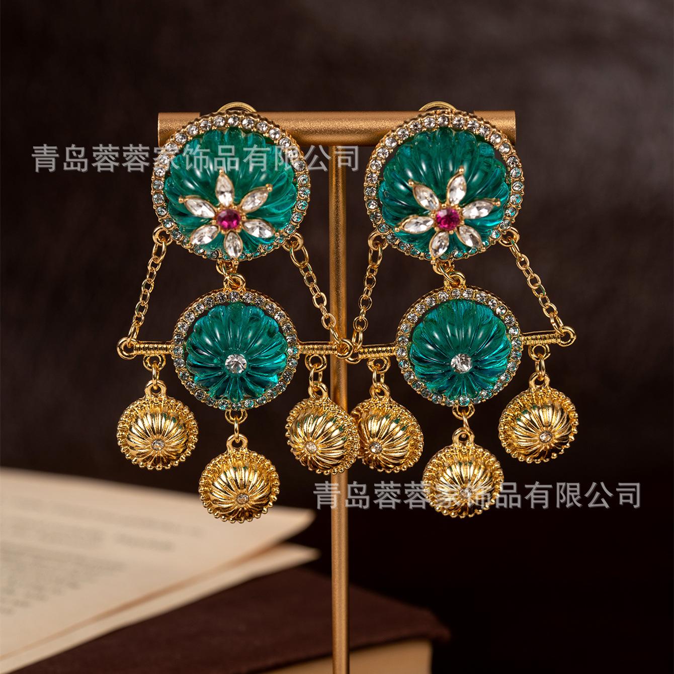 

Vintage High-end Earrings With Sky Blue Glazed Pumpkin Design Exaggerated As An Isolated Item