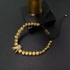 Stainless Steel 18K Gold Plated CZ Crown Pineapple Bead Bracelet, Woven Rope, Waterproof Tarnish-Free, Men's Jewelry