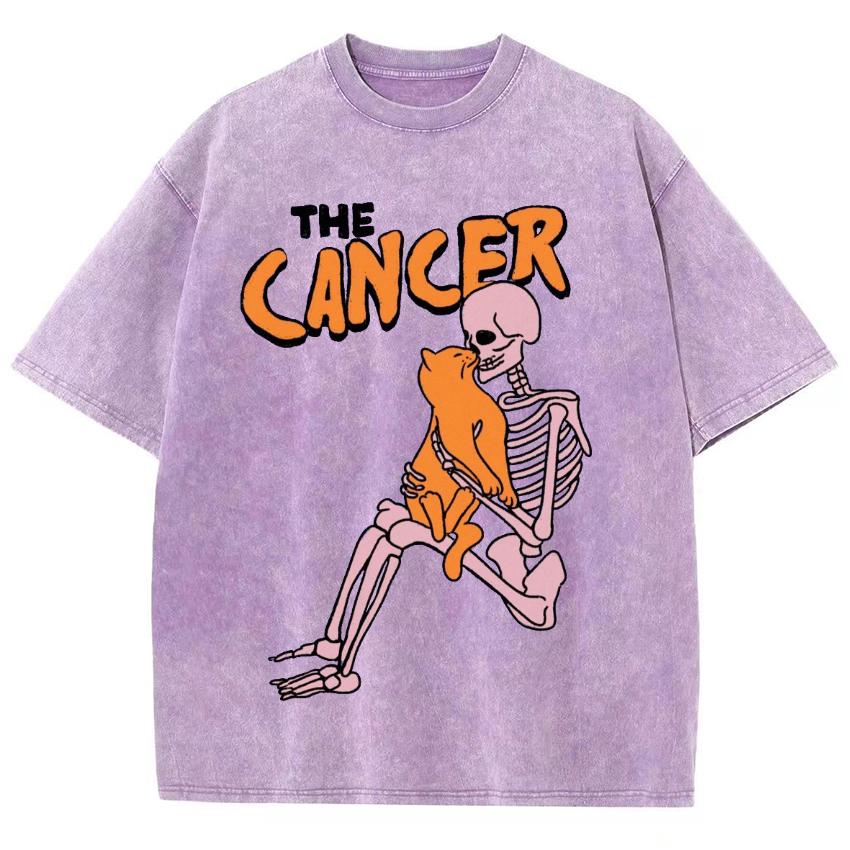 Summer Men's T-Shirt Cotton Wash Oversized Crew Neck Short Sleeve Skull Print Trend Street Top Basic Tee