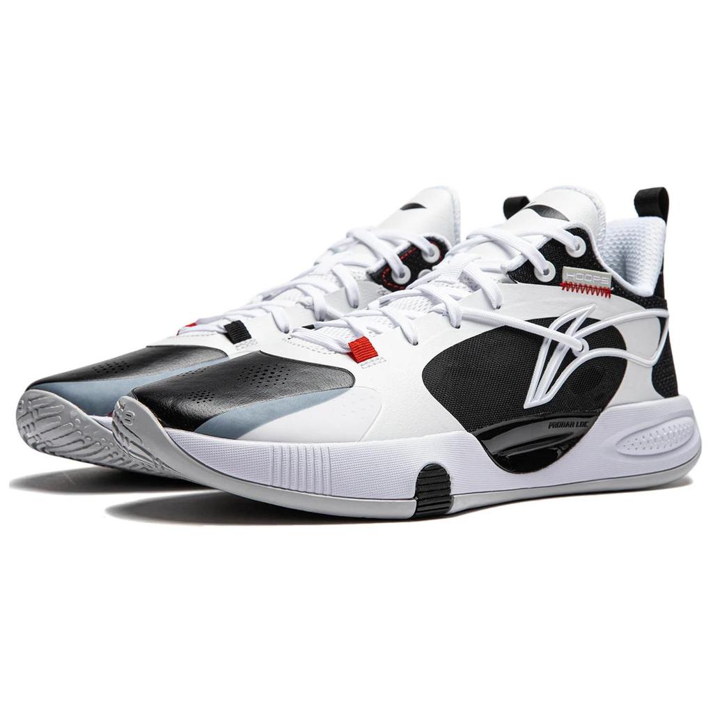 Li-Ning Comfortable Trendy Non-Slip Wear-Resistant Shock Absorbing Low-Top Basketball Shoes Men Sneakers White Black ABPU053-1