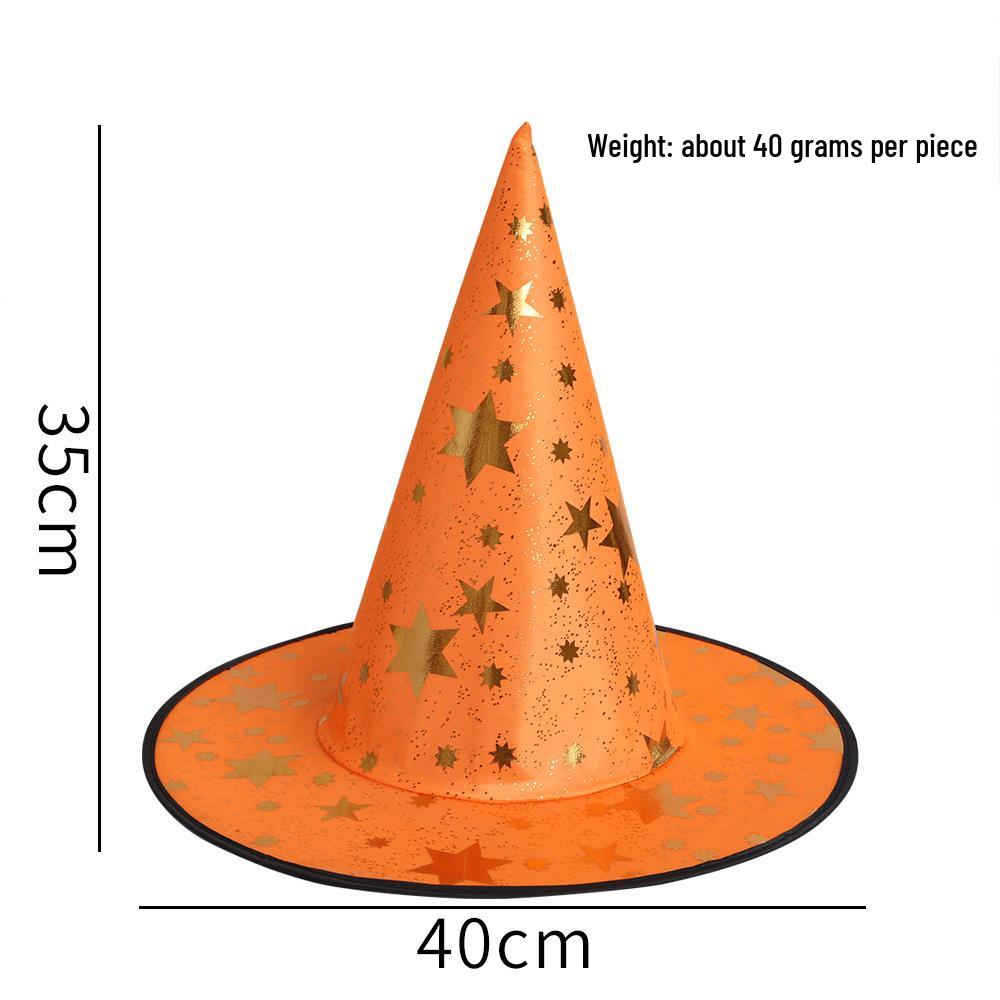 Wizard Costume Halloween Hat with Five-Pointed Stars for Kids and Adults