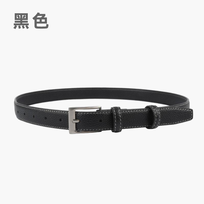 The First Layer Of Cowhide Lychee Pattern Genuine Leather Women'S Belt Retro Belt With Jeans Casual Pants Width 2.3Cm Pin Buckle