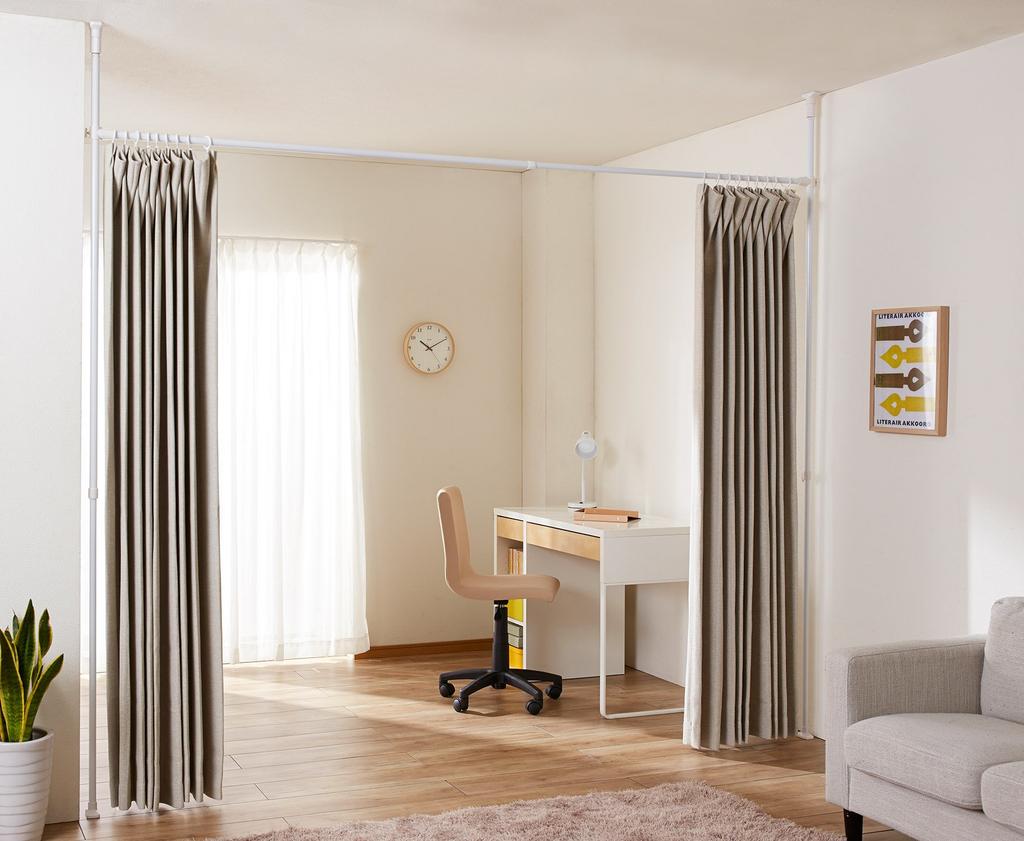 HEIAN SHINDO Tension Curtain Pole, Wide, White, 6kg Load Capacity, Mounting Width: 160-280cm, Mounting Height: 190-264cm, TNP-6, by Heian Shindo Kogyo