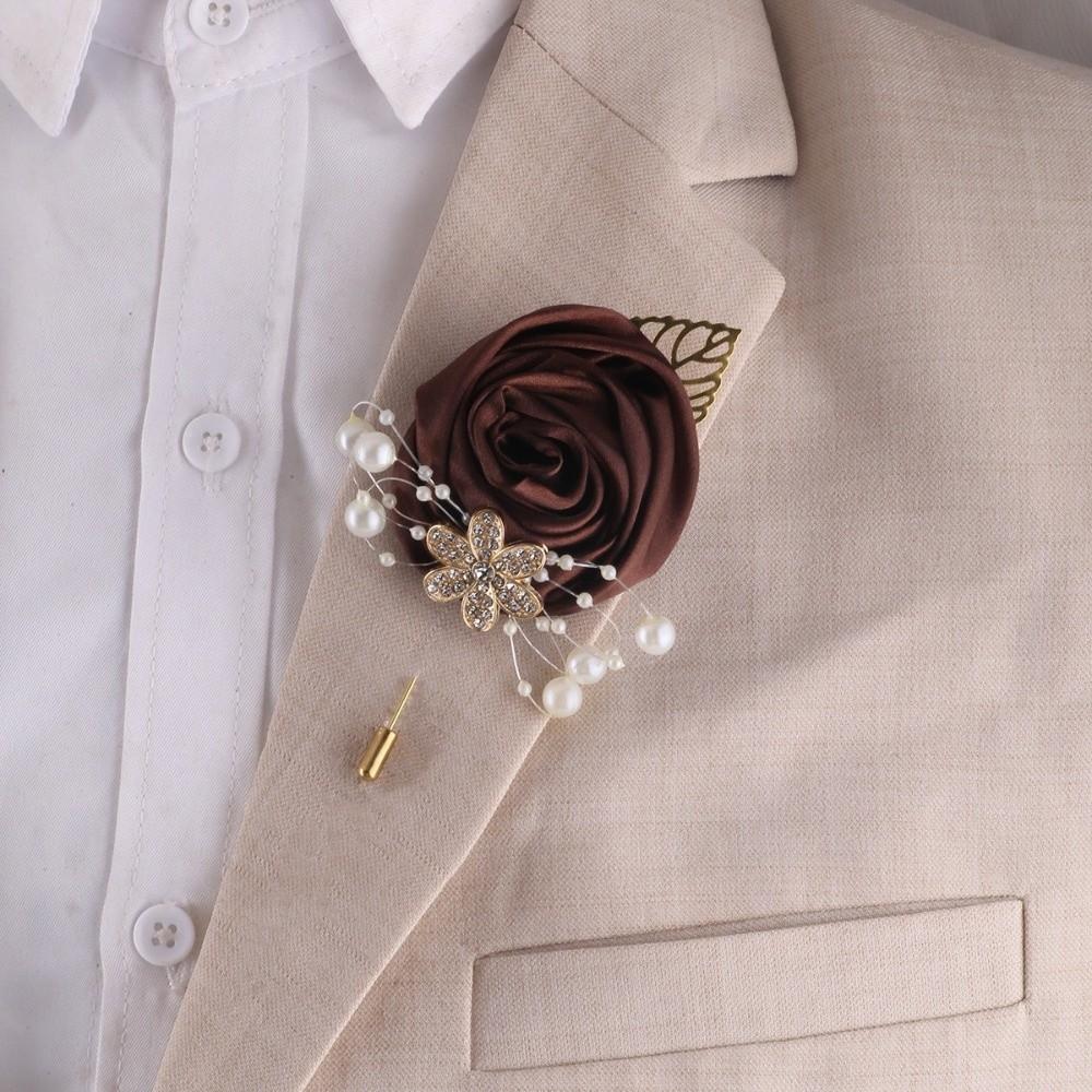 Elegant Chest Flower Fake Pearl Rose Groom and Groomsmen Accessories Light Luxury Lapel Flower Wedding Brooch Bridesmaid Group