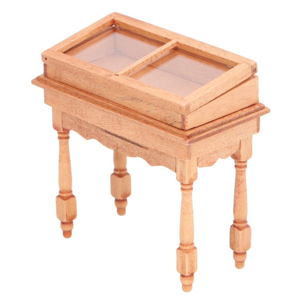 Miniature Dollhouse Display Cabinet with Flip Top Lid Versatile Compact Wooden Dollhouse Furniture