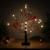 Christmas Glowing Tree Light Vintage Birch Tree LED Cardinal Little Red Bird Table Decoration for Xmas Indoor Home Decor