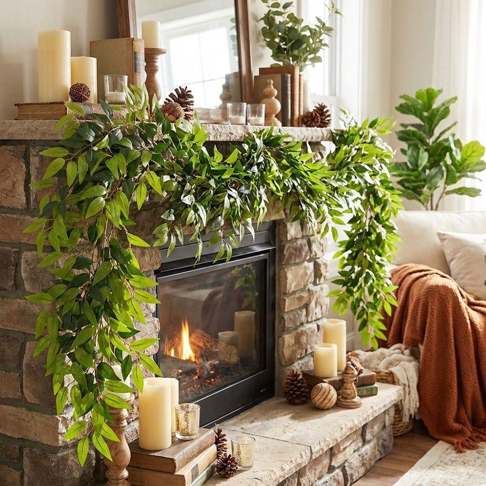 Multicolor Ficus Elastica Artificial Leaves Garland 170cm Leangth Table Running Simulation Leaf Vine 3D Leaf Photo Props