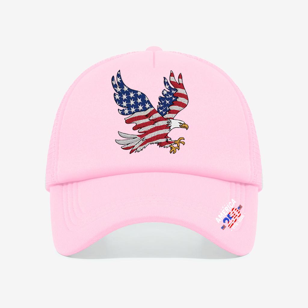 1PC Mesh Trucker Hat, Breathable, 250th America Flag Eagle Print, Vintage Patriotic Streetwear