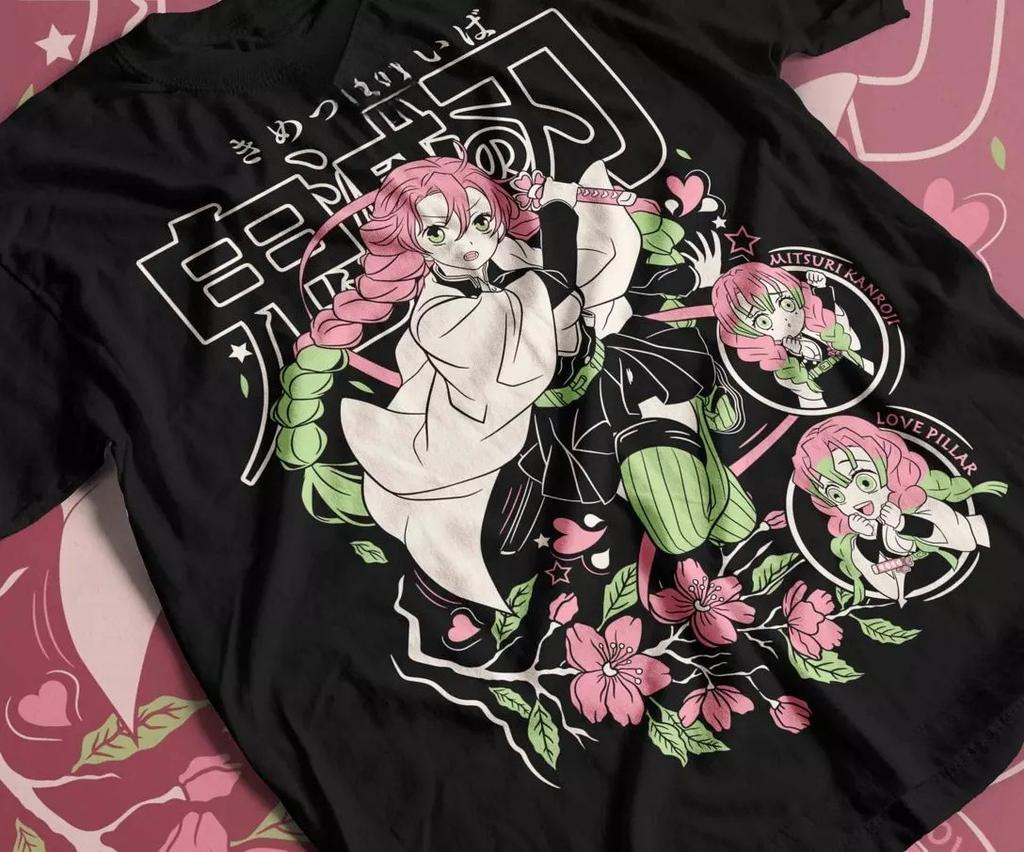 Tričko Mitsuri Kanroji Zabiják démonů Kimetsu No Yaiba Nezuko Letní Novinka Pánské a Dámské Streetwear