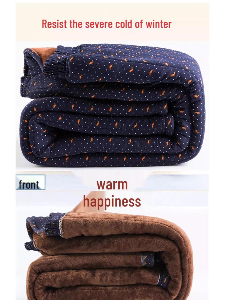 Warm Fleece-Lined Floral Pants for Elderly Women, Loose Fit, Thick Cotton, Ideal for Outdoor Wear