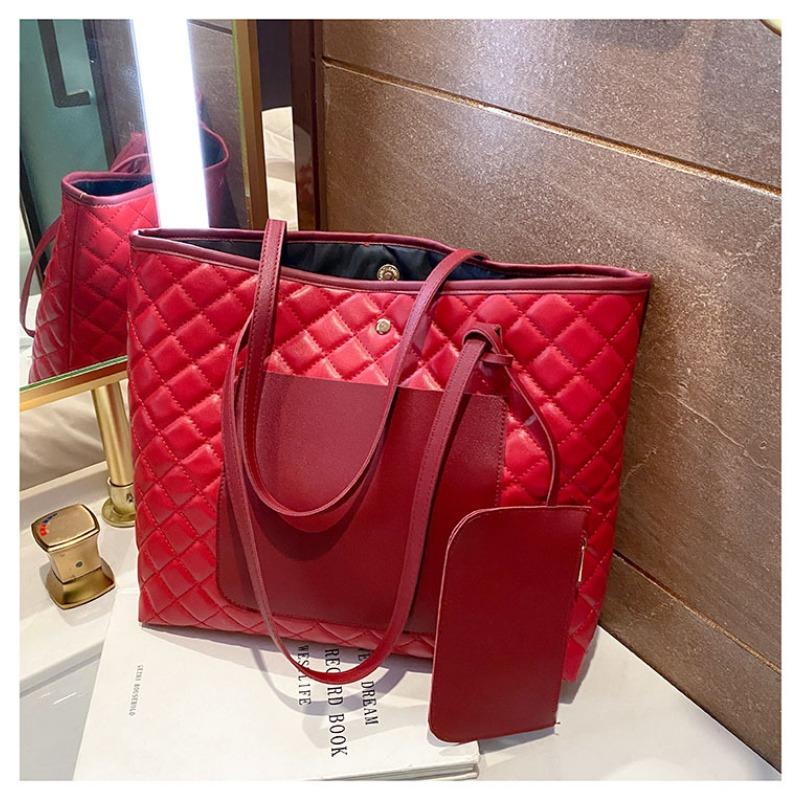 Tote Bag Women's Bag Diamond Shoulder Bag Large Capacity Mother and Child Two-piece Bag Texture Handbag