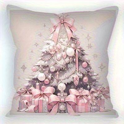 Short Plush Material Pillowcasepink Christmas Pillowcases: Snowman & Tree Designs For Festive Home Decor Sofas, Bedroom Pillow C