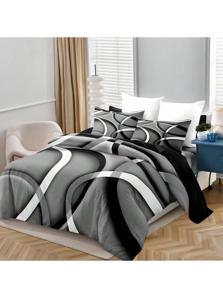 3-częściowy miękki i oddychający zestaw poszewek na kołdrę w klasyczne czerwono-białe paski - Wygodna dekoracja sypialni na każdą porę roku