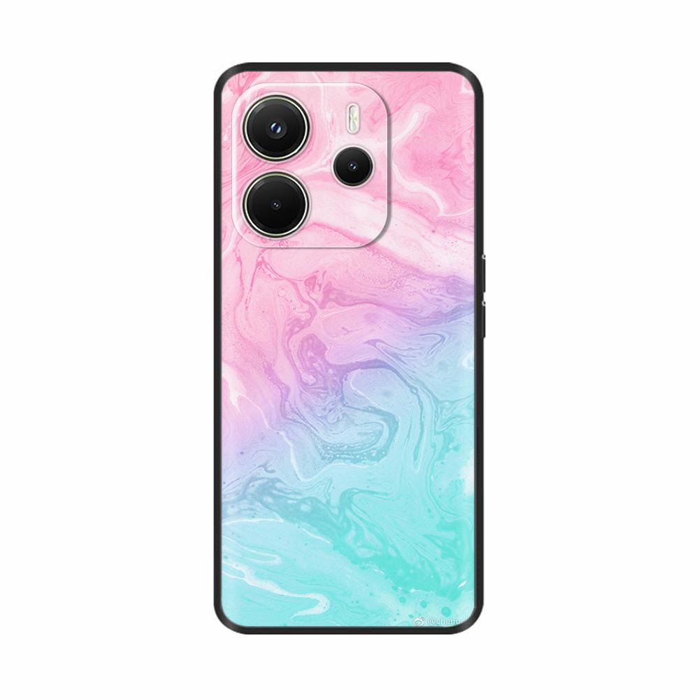 For Xiaomi Redmi Note 14 4G Case Luxury Painted Cover Black Silicone Phone Case For Redmi Note 14 Fundas note14 4G Soft Bumper