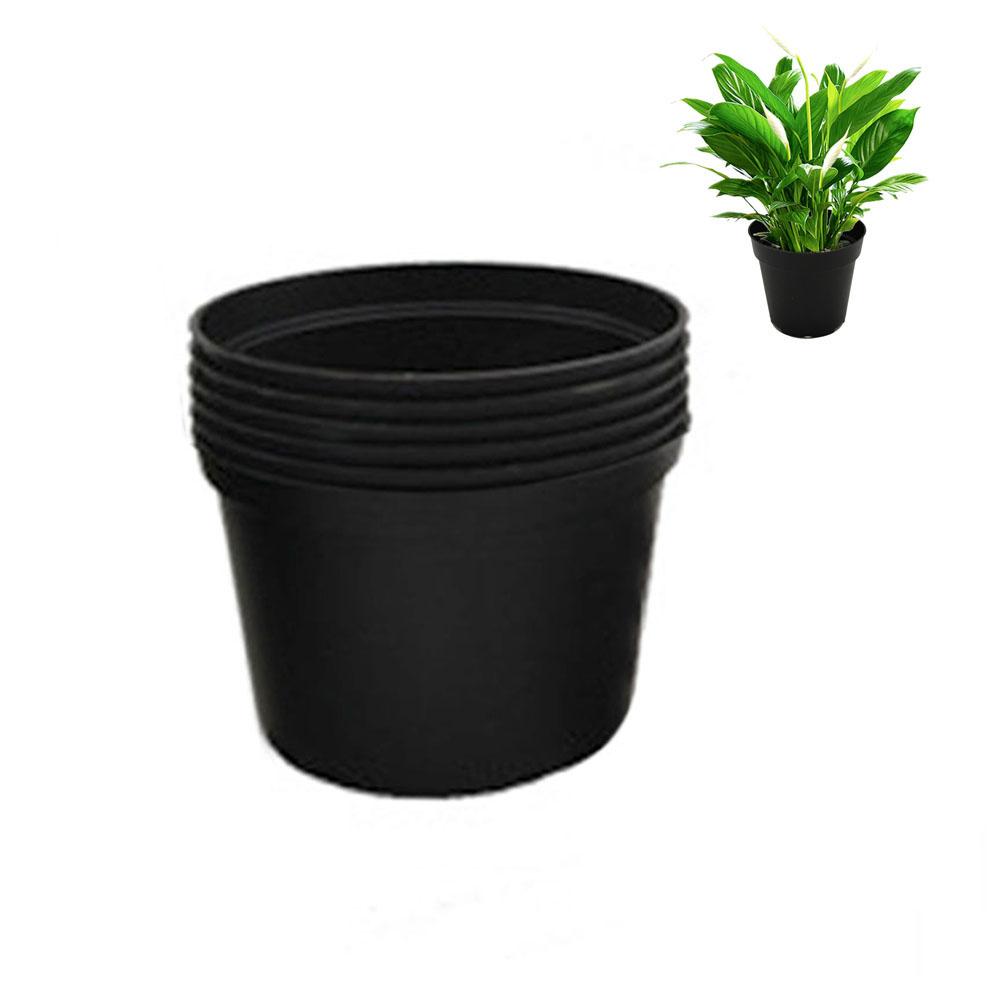 

4-inch/6-inch Rigid Plastic Flower Pots Thickened Balcony Planters With Trays For Seedling Starter Box Set