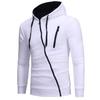 New Style Asymmetrical Zipper Slim-Fit Hooded Men's Sweatshirt Jacket W01
