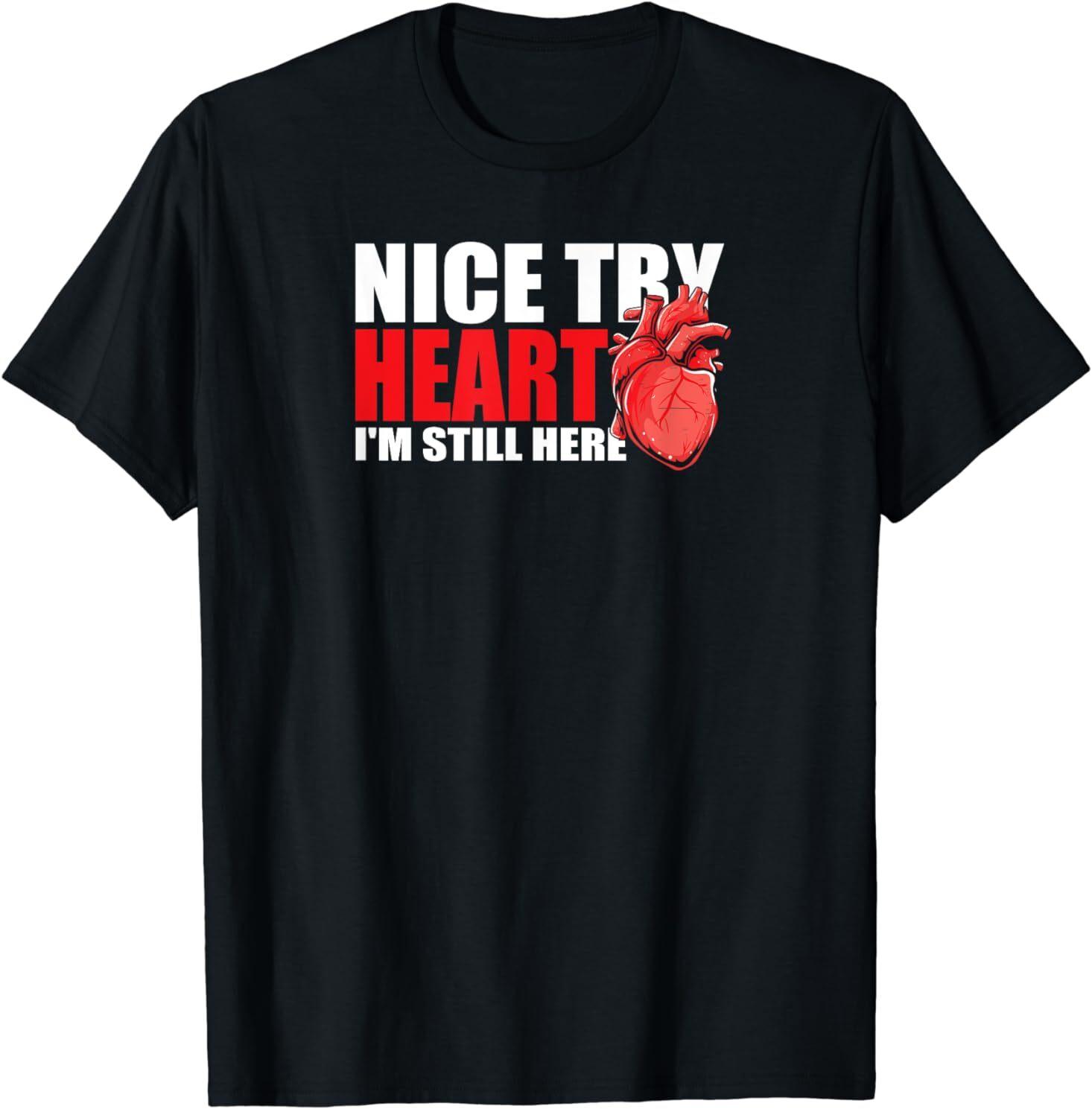 NEW Funny Open Heart Surgery Bypass, Heart Attack Survivor T-Shirt S-5XL S